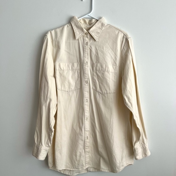 Men’s Uniqlo U Lemaire Collab Cream 100% Thick Button-Up Shirt Size M - Picture 2 of 2